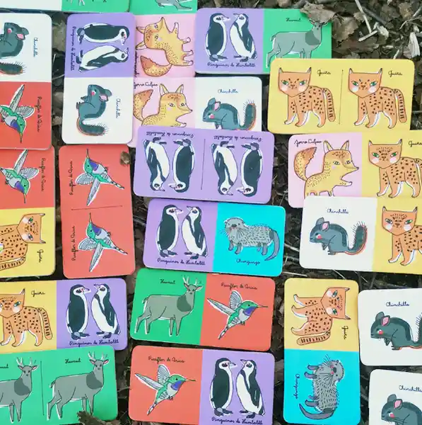 Pajarito de Mimbre Juego de Mesa Dominó Fauna Nativa