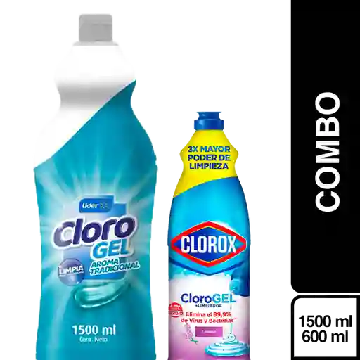 Combo Cloro Gel Tradicional + Clorox Cloro en Gel Lavan
