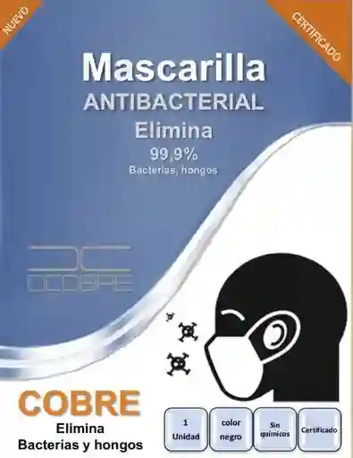 Couretex Mascarilla Antibacterial Con Hilo de Cobre Negra