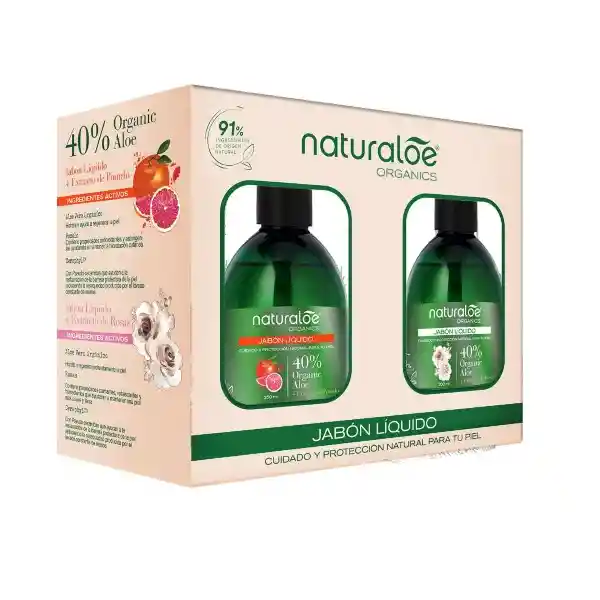 Naturaloe Kit Jabón Líquido Pomelo + Jabón Líquido Rosas Blancas