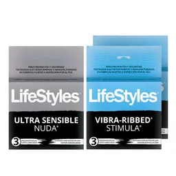 Combo Lifestyles Preservativo Ultra Sensible Nuda Látex Lubricad