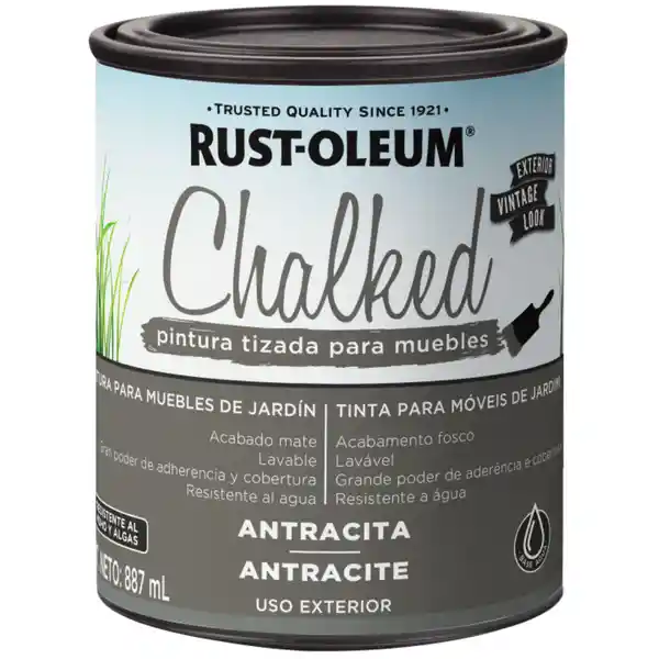 Rust Oleum Pintura Chalked Tizada Exterior Base Agua Antracita