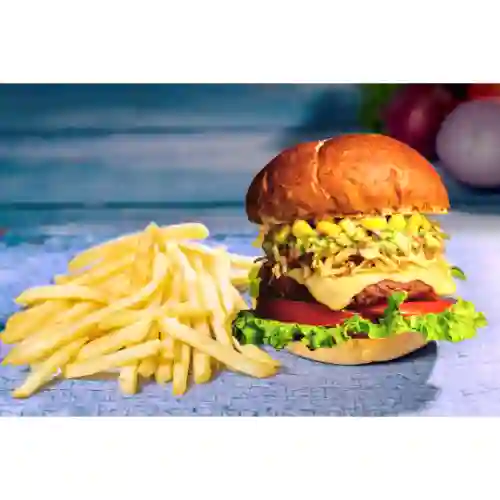 Burger (Vegan) Flavors + Papas Fritas