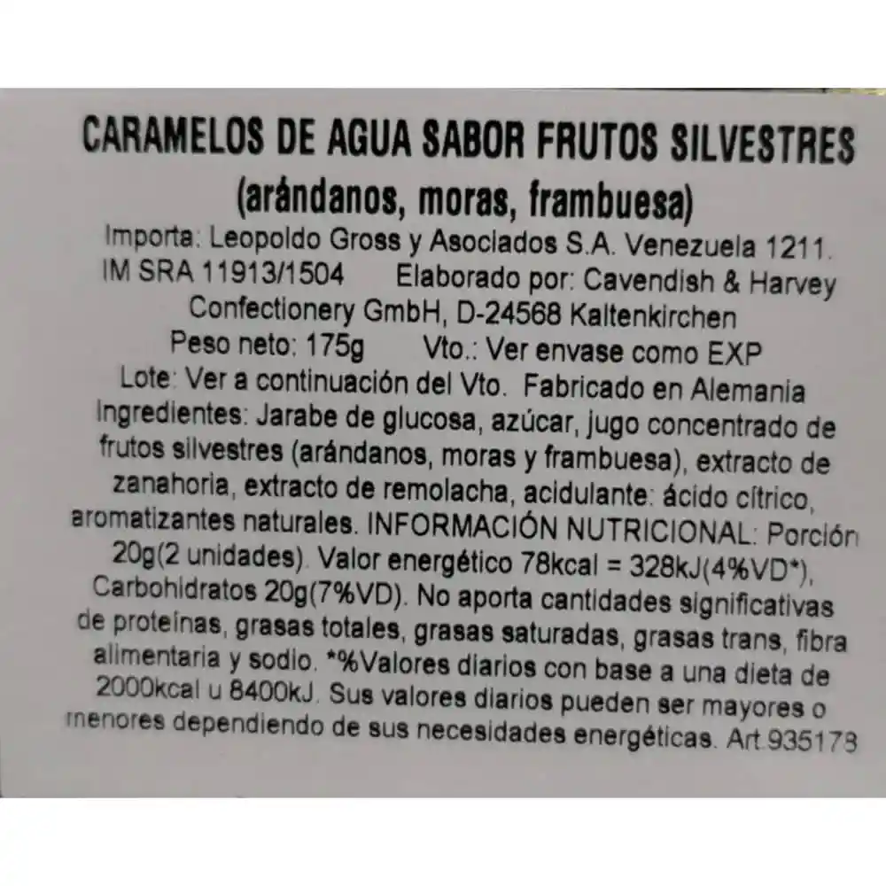 Cavendish Caramelos Frutos/Bosque