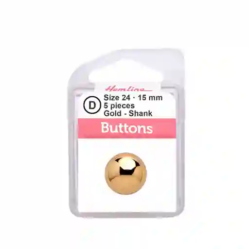 Botón Metálico Liso Dorado Hb03124.81 15 Mm 5