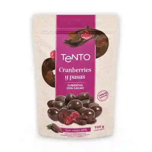 Tento Snack Cranberries y Pasas Cubiertas Con Cacao