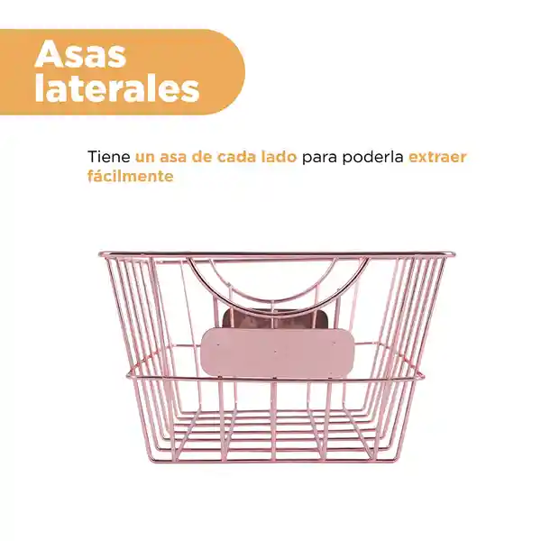 Organizador de Acero Cuadrado Grande Serie Rose Gold Miniso