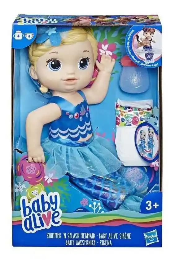 Hasbro Baby Alive Muñeca Mi Linda Sirena Pelo Rubio