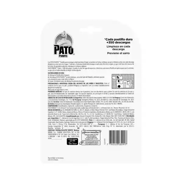 Bloque Para Estanque Inodoro Pato Purific Marina 120 g x 4 Und