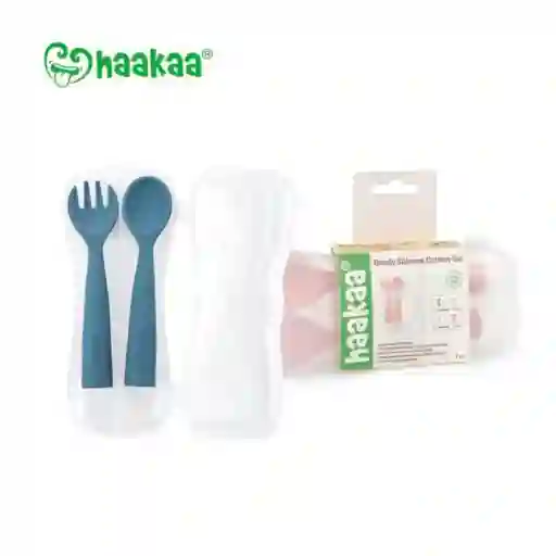 Haaka Set de Cubierto de Silicona Flexible Azul Piedra - UTE74-B