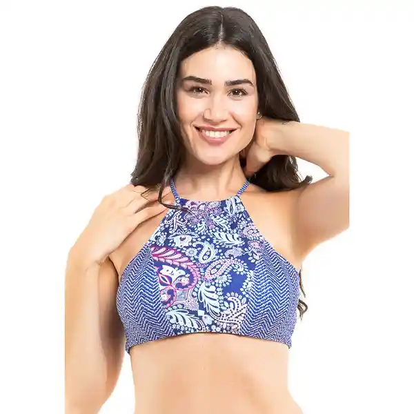 Bikini Peto Espalda en V Estampado Morado Talla L Samia