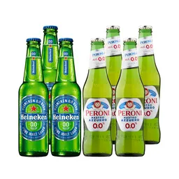 Combo Heineken Cerveza 0.0 Pura Malta Lager Sin Alcohol Peroni