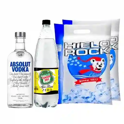 Combo Absolut Bebida Alcoholica de Vodka Canada Dry Agua Tonica