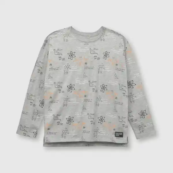 Polera Científica de Niño Gris Melange Talla 8A Colloky