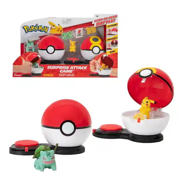 Pokémon Set Juego Ataque Sorpresa Pokebola Pikachu + Bulbasaur