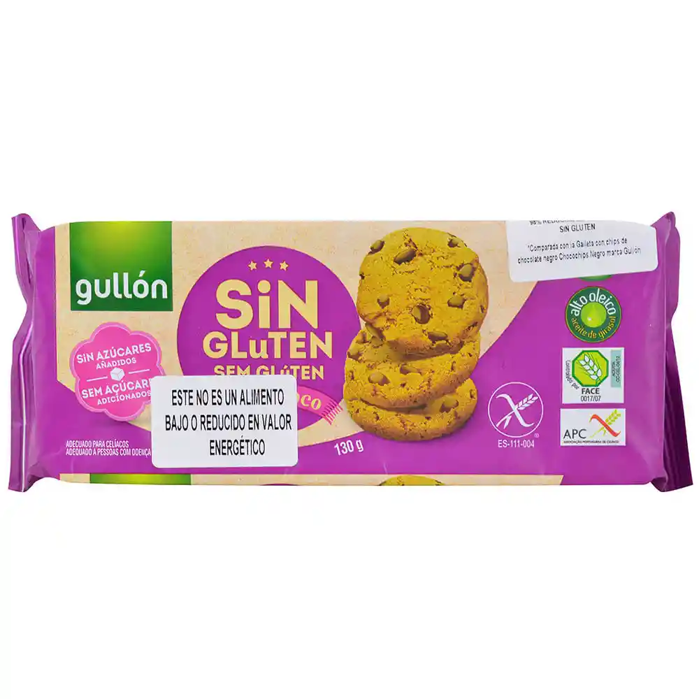  Gullon Galletas Chip Choco Sin Gluten y Sin Azucares Añadidos
