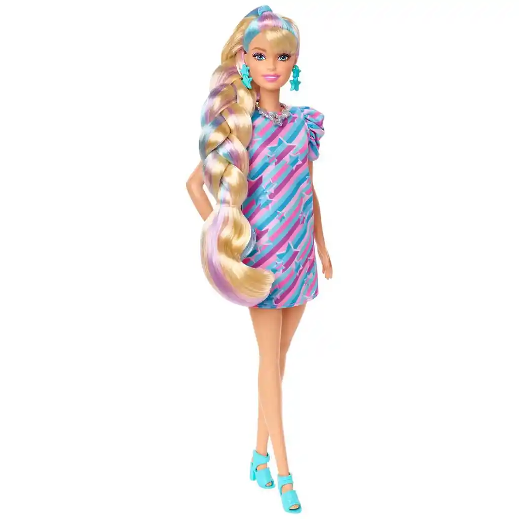 Barbie Muñeca Totally Hair Vestido de Estrellas Amarillas