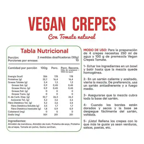 Revitta Mezcla Para Crepes Vegano Proteico Sabor Tomate