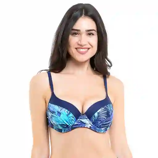 Bikini Estilo Sostén Copa C-D Estampado Azul Talla 48 Samia