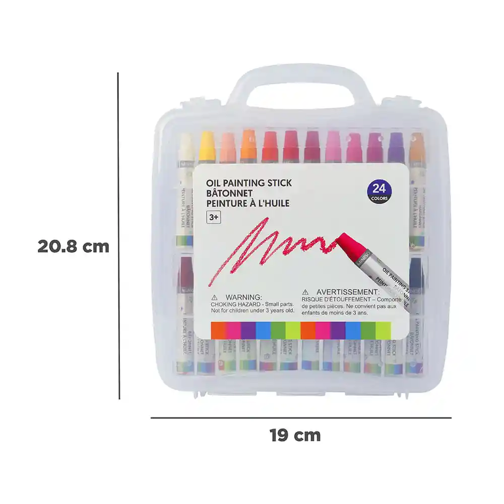 Paquete de Crayones de Oleo Con Estuche Transparente 24 Colores