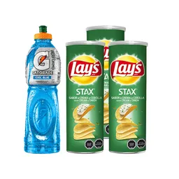 Combo Gatorade Bebida Hidratante Cool Blue Lays Papas Fritas Sta