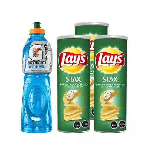 Combo Gatorade Bebida Hidratante Cool Blue Lays Papas Fritas Sta