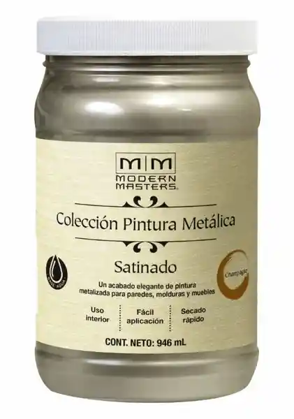 Modern Masters Pintura Base Agua Metálica Satinada Champagne