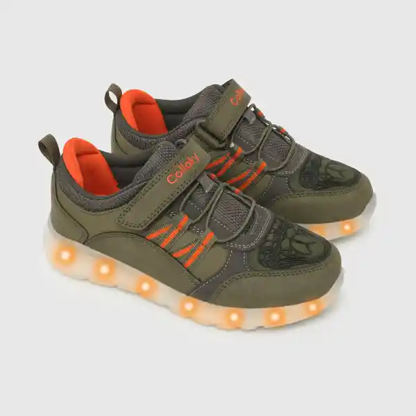 Zapatillas Luces Serpiente de Niño Verde Musgo Talla 30 Colloky