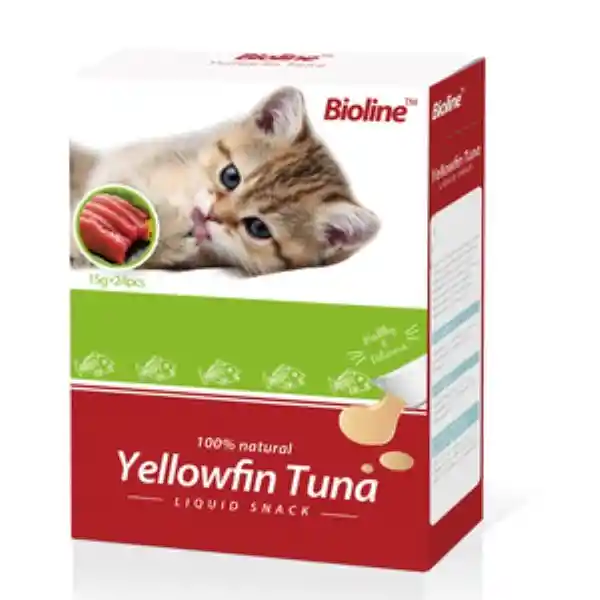 Bioline Snack en Pasta Gato Sabor Yellowfin Tuna 24 Piezas