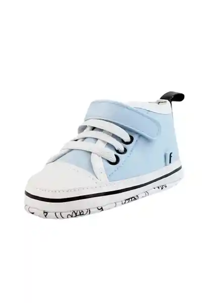 Zapatillas Velcro Elástico New Born Niño Celeste Talla 16 823