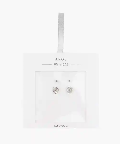 Set Aros Flor y Puntos Plateado Lounge