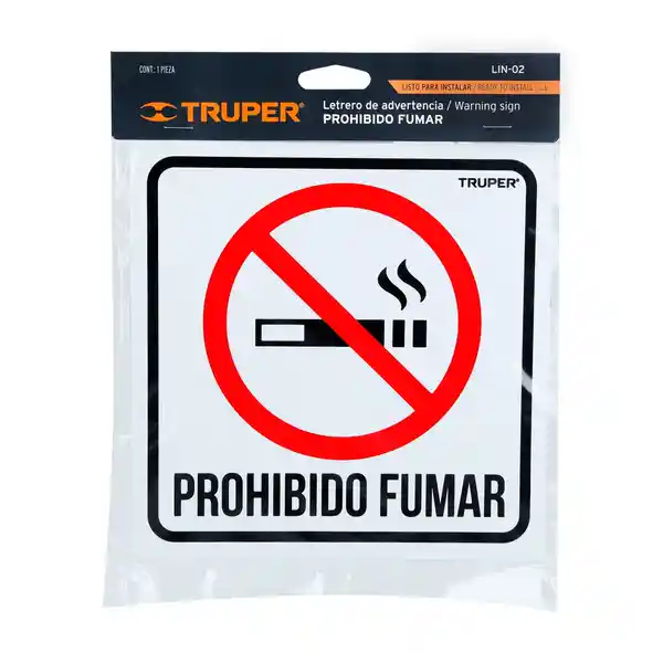 Truper Letrero "No Fumar" 19 x 19 cm