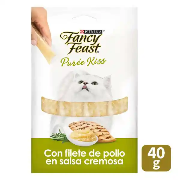 Fancy Feast Alimento para Gato Purée Kiss con Filete de Pollo en Salsa Cremosa