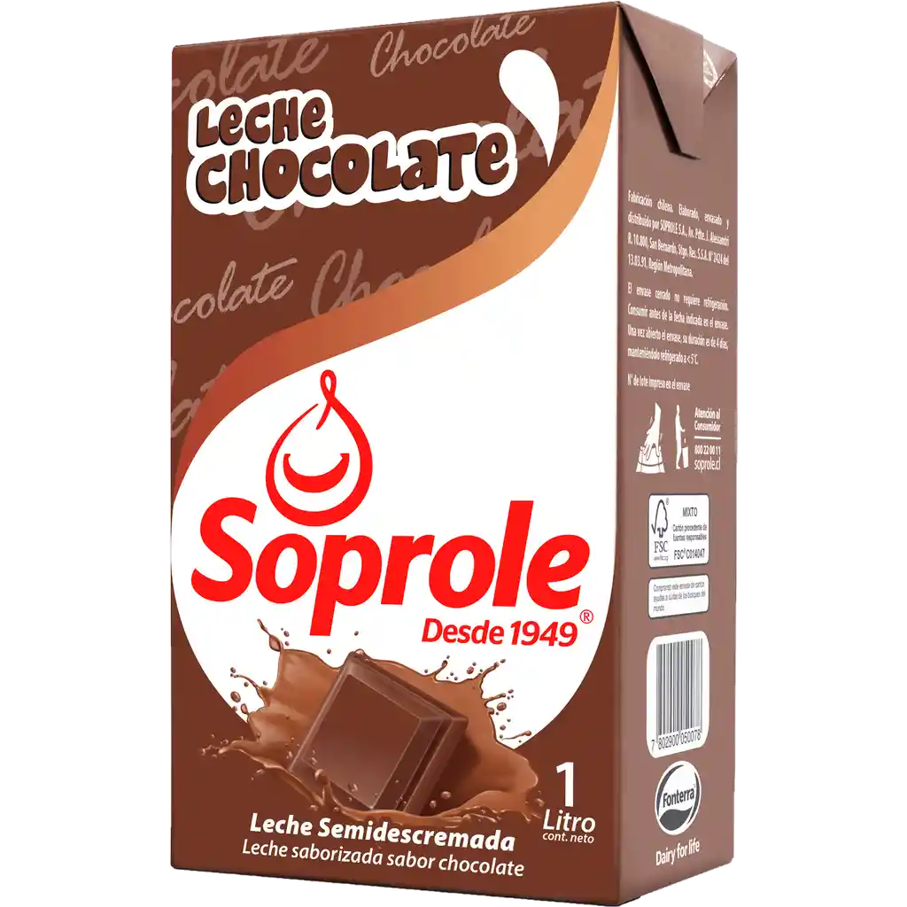 Soprole Leche Saborizada Semidescremada Sabor a Chocolate