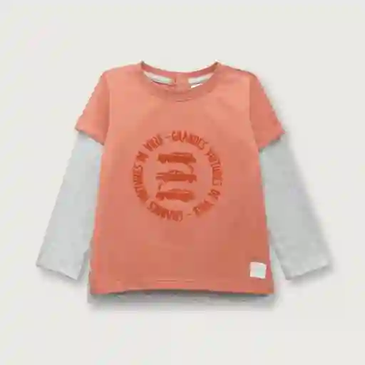 Polera Doble Manga Sandia de Niño Talla 6M Opaline