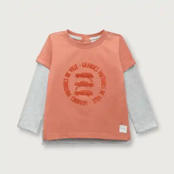 Polera Doble Manga Sandia de Niño Talla 6M Opaline