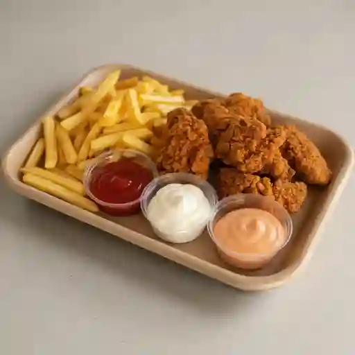 Alitas crispy + papas fritas