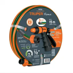 Truper Manguera Jardin Reforzada Con Pistola 1/2'' 15 m