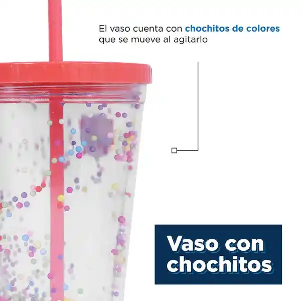 Miniso Vaso Con Bombilla de Doble Capa Con Decoraciones