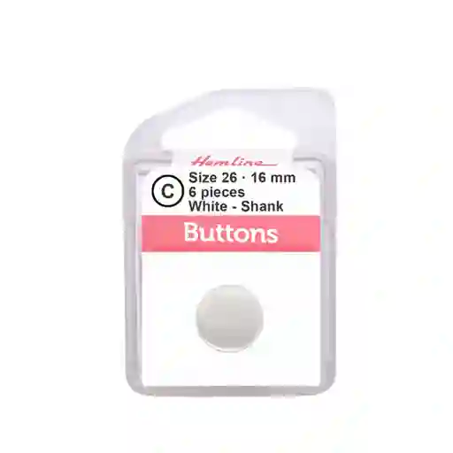 Botón Plástico Redondo Plano Blanco 16mm 6 D Hb00626.01 16mm 6
