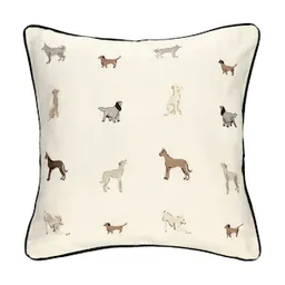 Cojín de Algodón Bordado Beige 45 x 45 cm