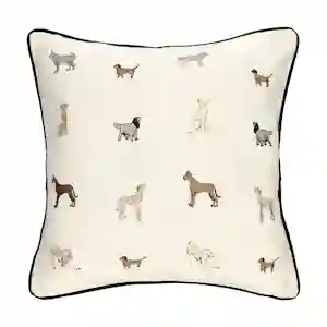 Cojín de Algodón Bordado Beige 45 x 45 cm