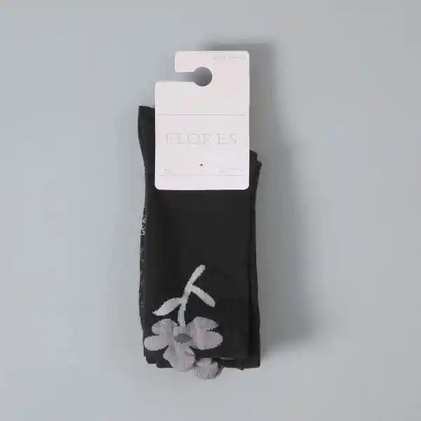 Pack Calcetines Medio Negro Talla 36-40 Flores