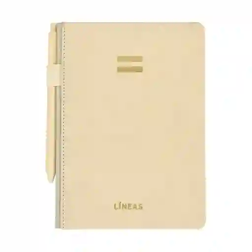 Libreta Grande Con Lápiz 80 Hojas Con Líneas Beige