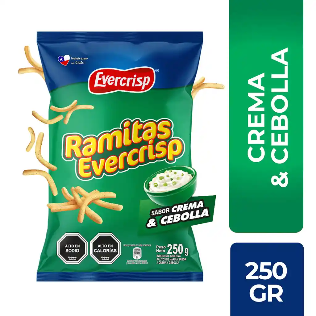 Snack Ramitas Evercrisp Sabor a Crema y Cebolla 160 g
