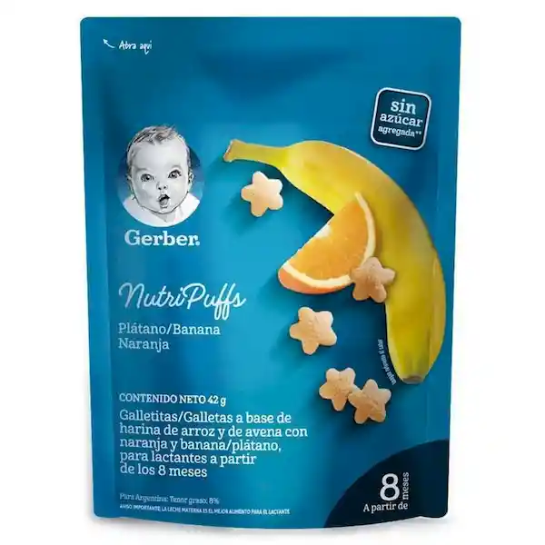 Gerber Snack Nutripuffs Plátano Naranja 42 g