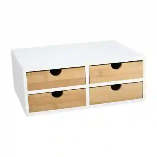 Cajonera Mdf y Bambú 4 Cajones 33 x 25 x 12