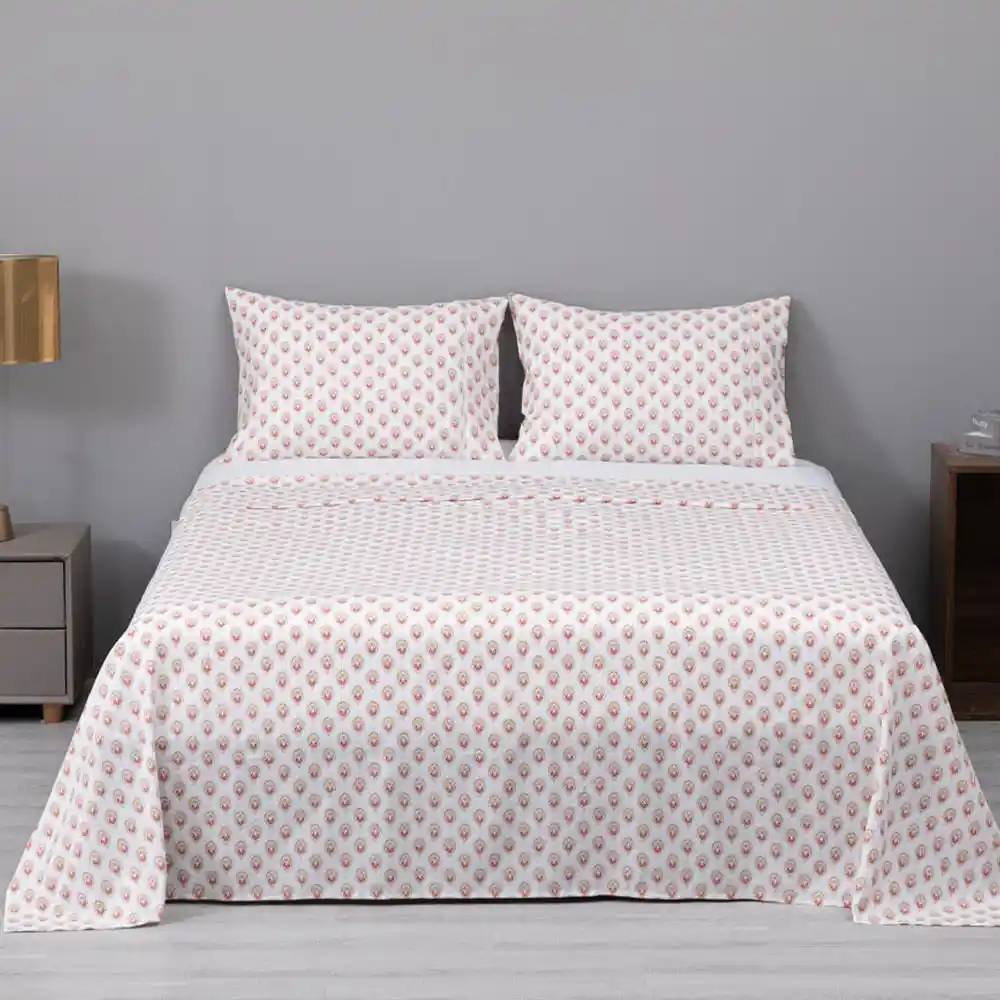 Juego De Sábanas Krea Estampada 1.5 Plaza Microfibra 120Gsm Toscana