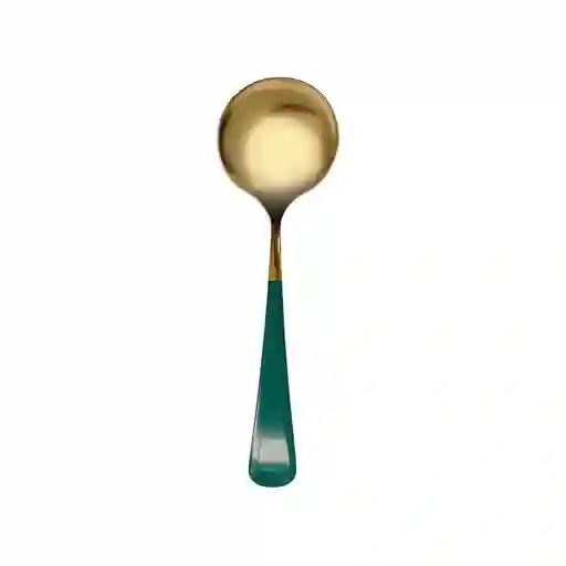 Miniso Cuchara Para Sopa Dorada Light Luxury Verde y Dorado