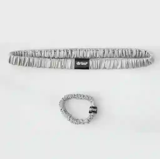 Drims Set Cintillo + Scrunchie de Seda Gris Perla